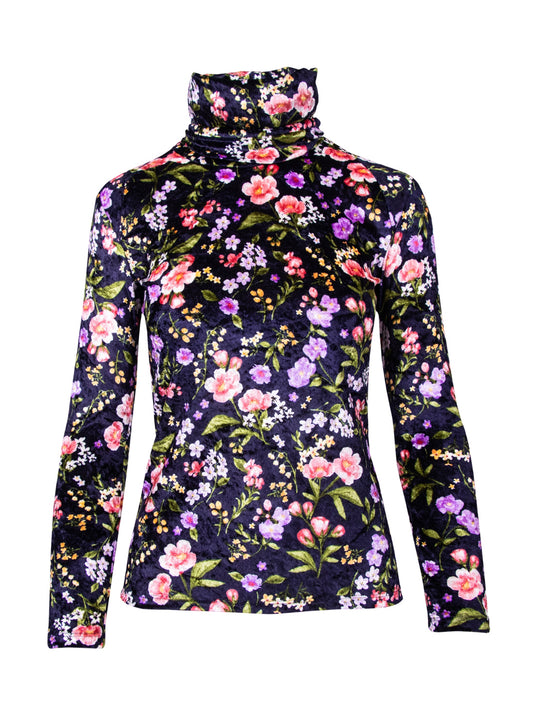 GUILLOTINE Floral Velvet Roll Neck