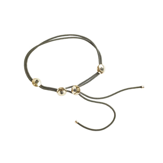 Olive green belt with gold embellishments  on a white background