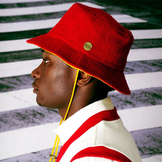 Red Towelling Bucket Hat