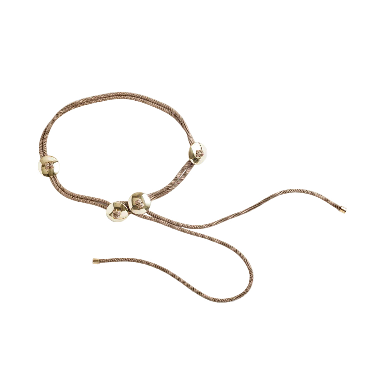 Cord belt with gold beads on a light beige background