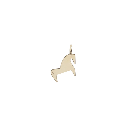Gold horse pendant on a white background
