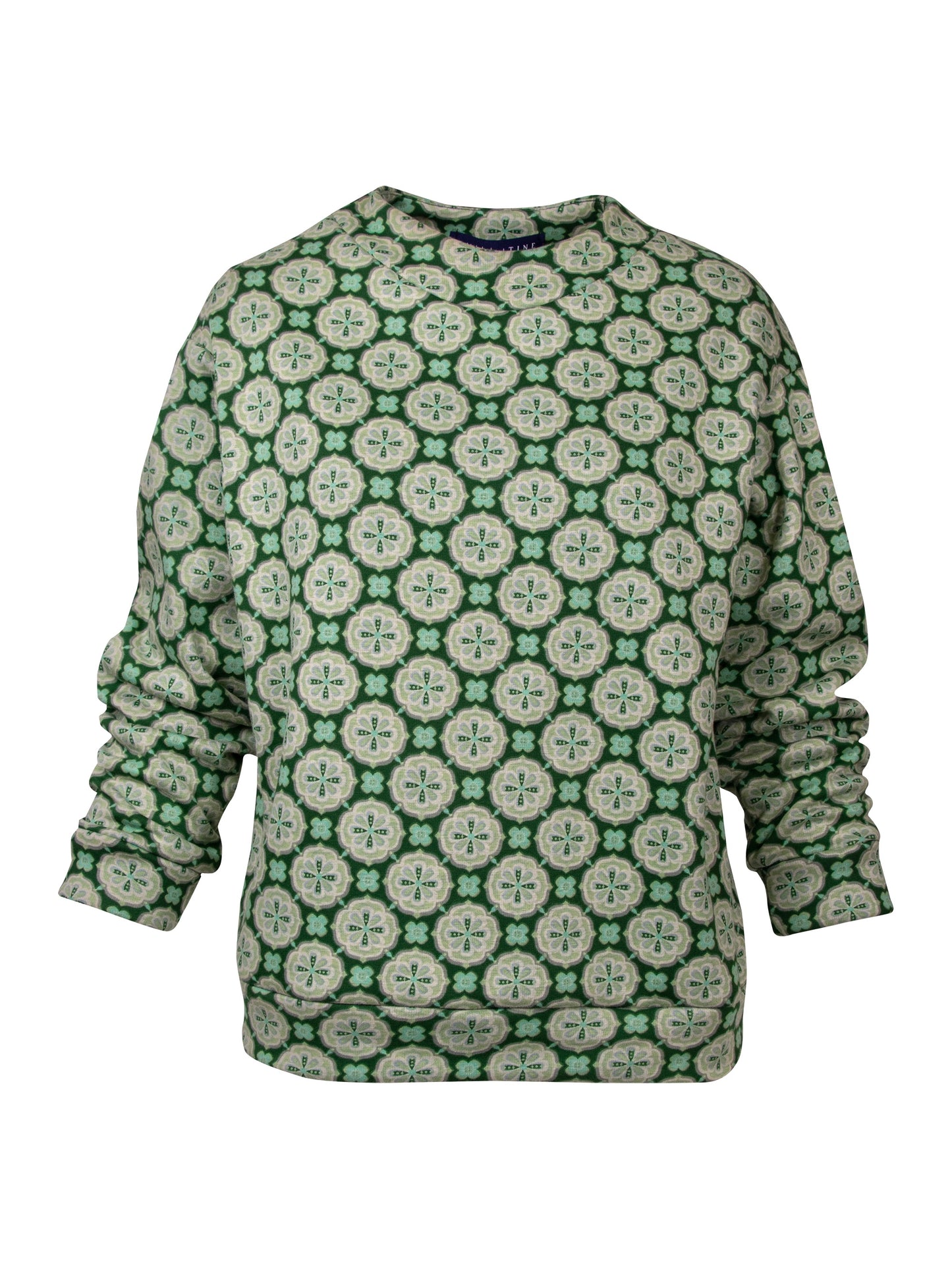 Green Tonal Flower Sweater