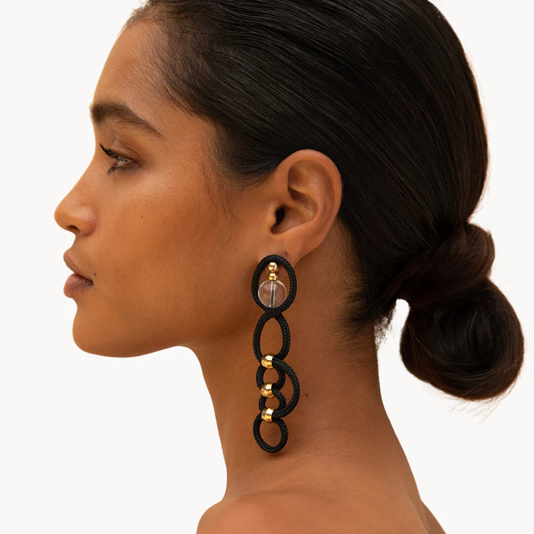 PICHULIK Kaizen Earrings Black Rock Crystal Guillotine