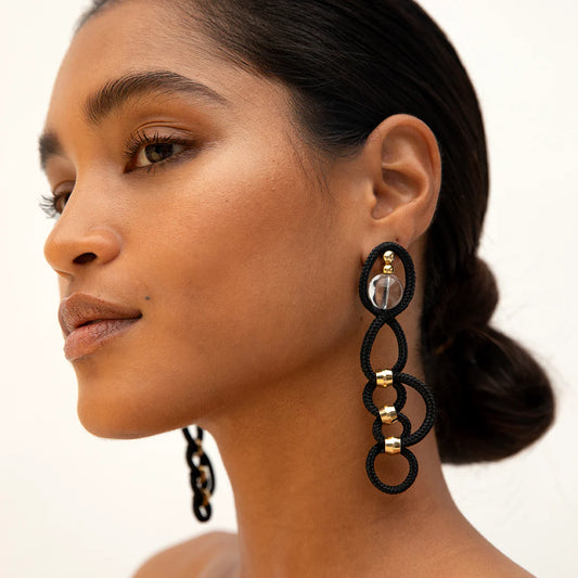 PICHULIK Kaizen Earrings Black Rock Crystal