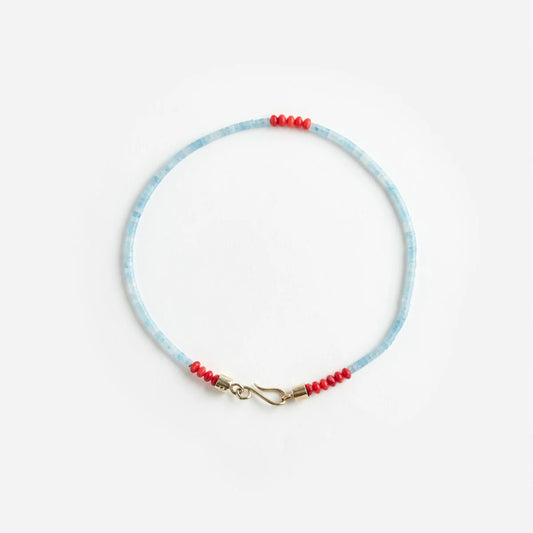 PICHULIK | Rosa Beaded Necklace Coral Aquamarine