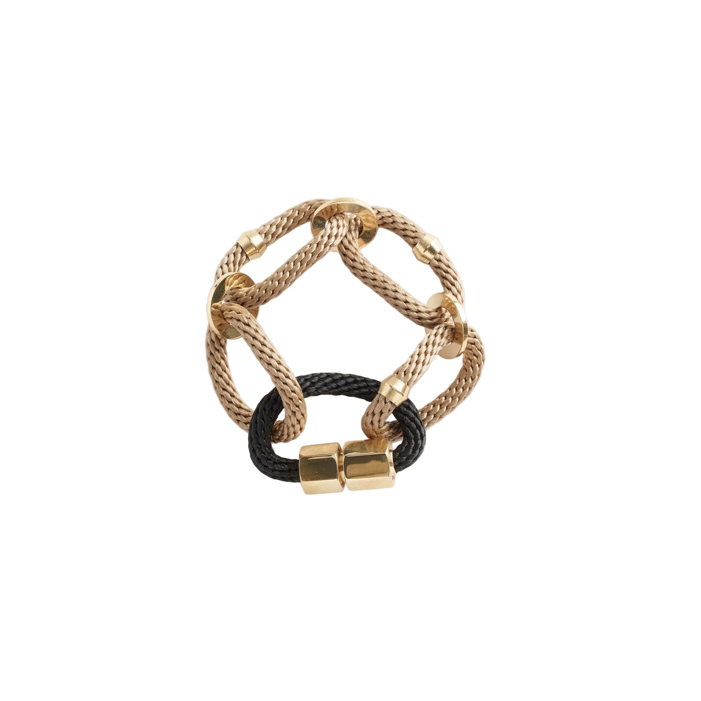 A two-tone (gold and black) PICHULIK Circe Bracelet with brass end clasps on a white background.